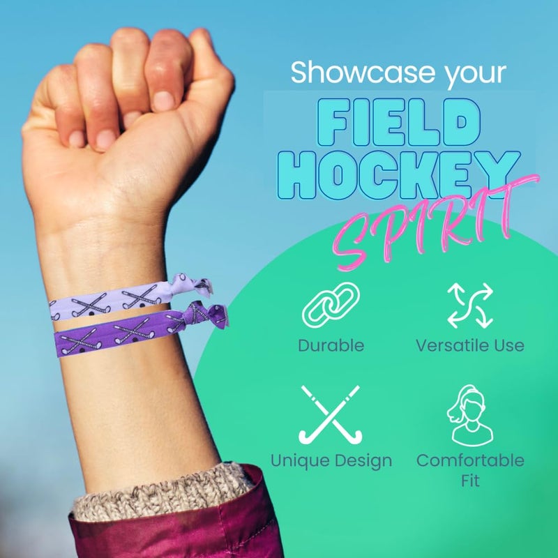 Infinity Collection Field Hockey Hair Ties, Multi-Colored Hair Accessories for Girls, No Crease Hair Elastics with Field Hockey Stick Design, Ponytail Holders for Girls (8 pcs) - by SPORTYBELLA - Image 4